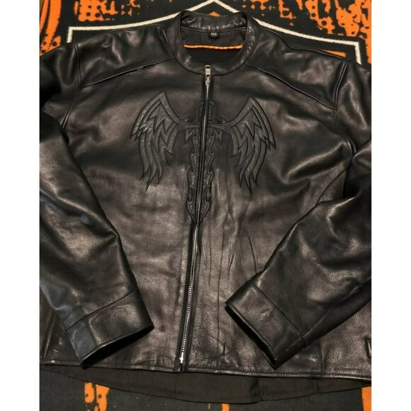 Motorcycle Riding Jacket 2XL Men, Resistant Leather, Reflective - Picture 1 of 8